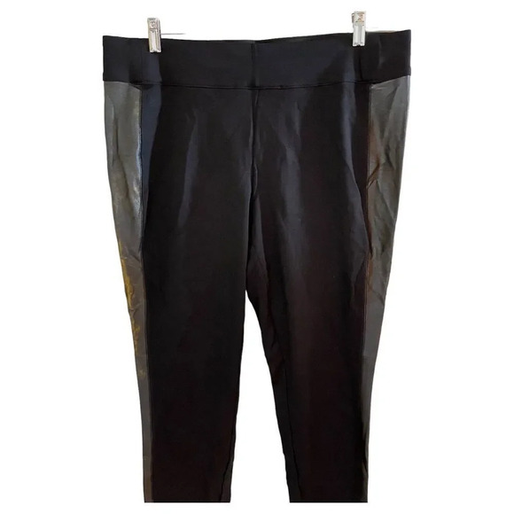 LANE BRYANT Size 18/20 Black With A Gold Finish Faux Leather Insert Leggings - Picture 4 of 12